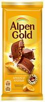 Alpen Gold, молочный шоколад с арахисом и хлопьями, 85 г